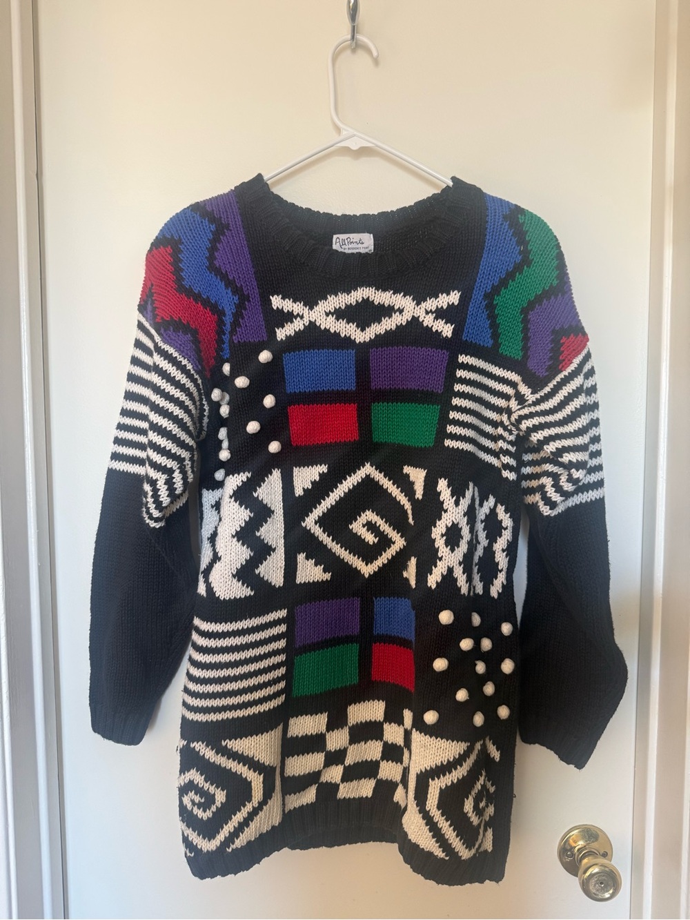 Vintage All Points by Reference Point 80s Geometric Sweater Shoulder Pads M